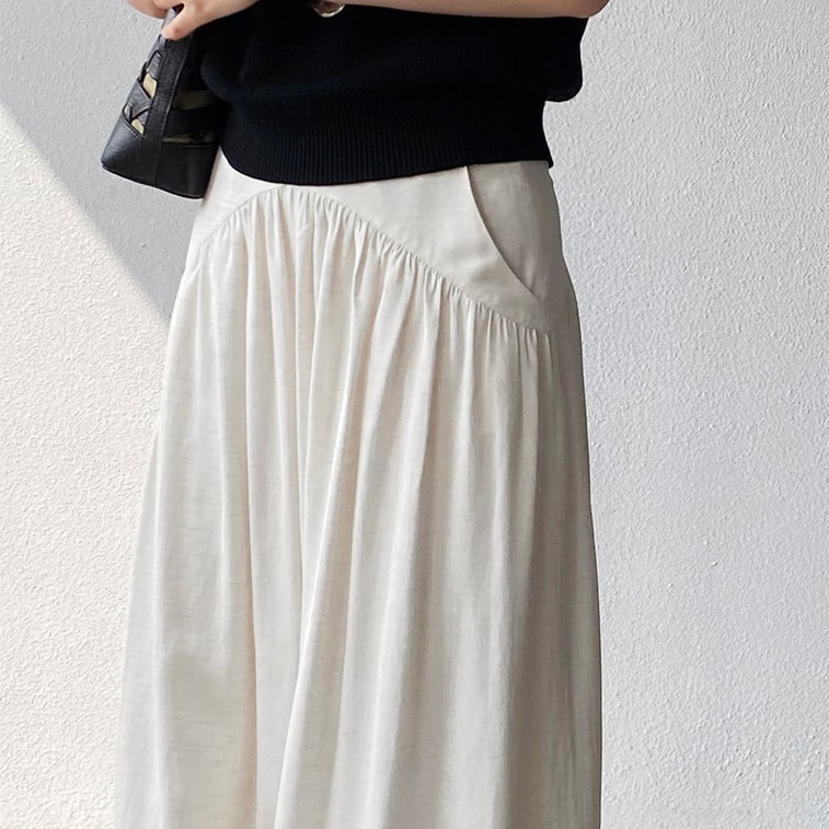 【Expédition directe depuis la Chine】 Pantalon lanterne HSPM, style naturel zen, décontracté, pour femmes, été, fin, jambes larges, lin, blanc cassé M 3