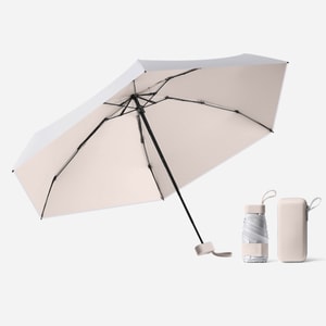 [중국 직배송] HSPM 티타늄 실버 미니 선크림 및 자외선 차단 접이식 캡슐 우산 - 카드 홀더 포함 (1개)