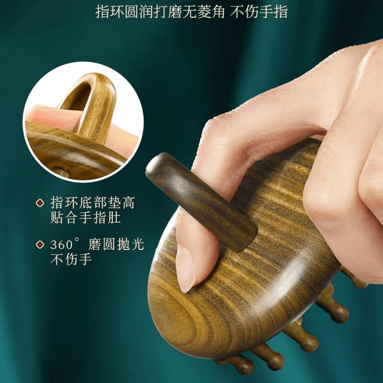 [中国直送] Yishe 白檀マッサージリングコーム 28歯 金糸 白檀 8*7cm*1 3