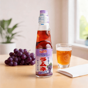 Ramune Drink,Japanese Marble Soda,Grape Flavor, 6.76fl oz