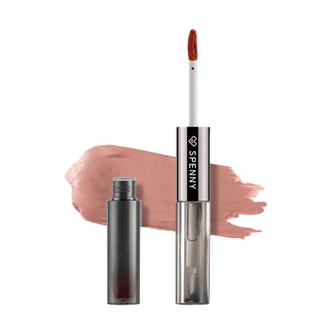 Dual-Ended Lip Gloss & Velvet Mousse – Glossy Glass Shine & Transfer-Resistant Formula | #195 Toasted Coconut 