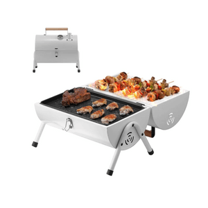 WillBBQ Cylindrical Barbecue Grill-White