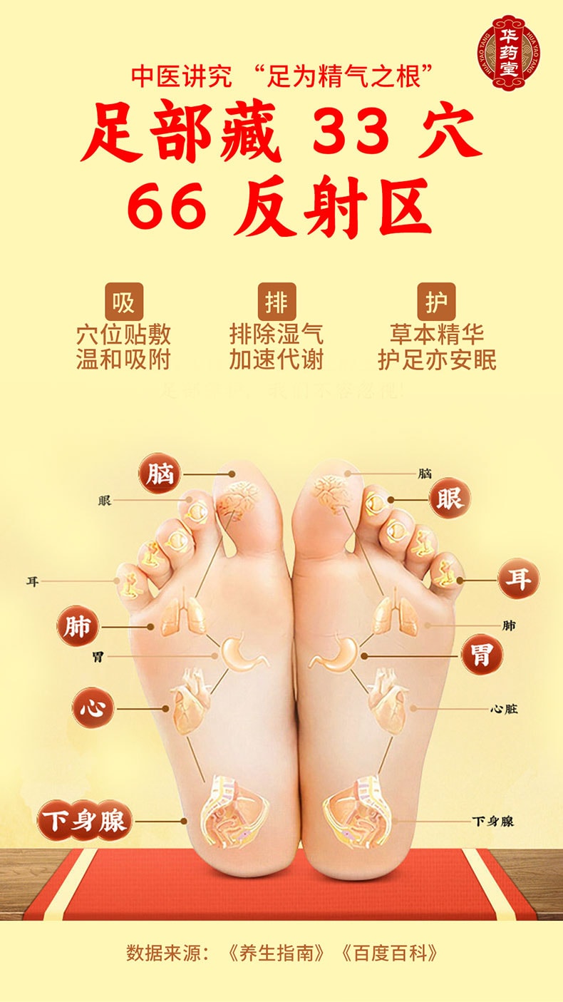 华药堂 老北京足贴 50贴*1盒 足底涌泉艾灸贴 祛湿排毒 去寒气 调理血气 调整睡眠 暖足助眠贴