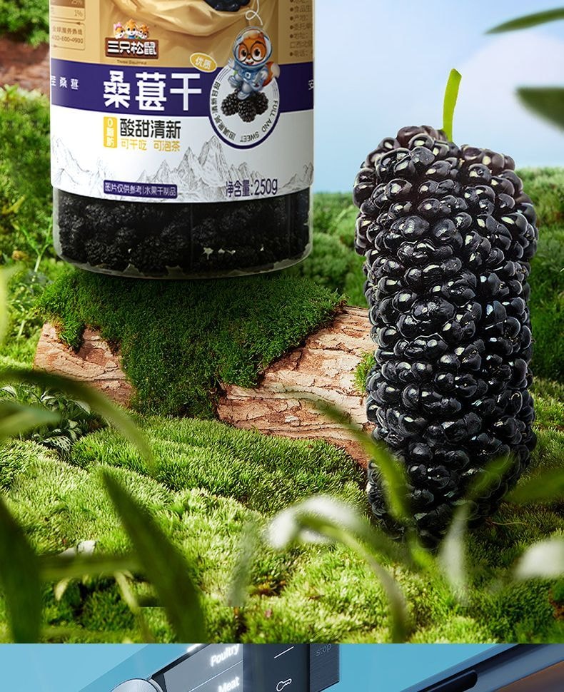 三只松鼠 【冻干黑桑椹】大果桑葚干【无添加】250克*1罐