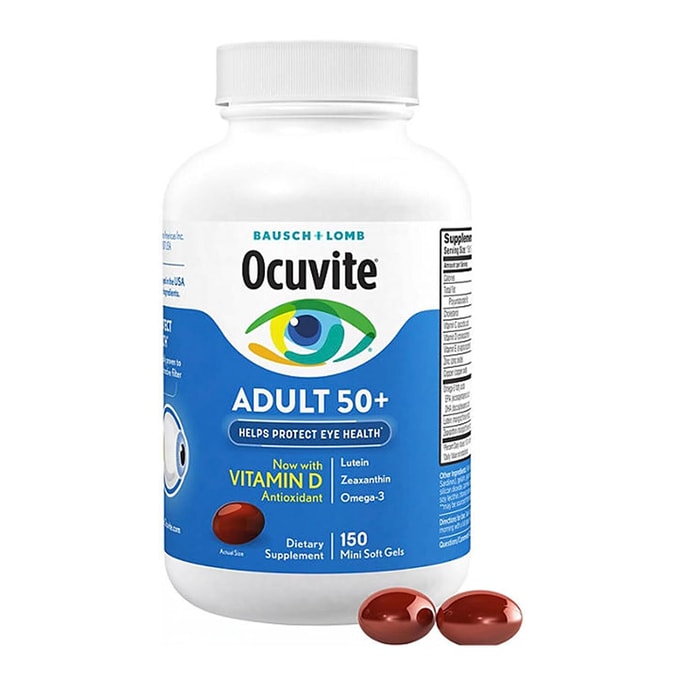 美國 博士倫 Ocuvite 葉黃素VD 護眼膠囊 150 成人50+ 富含Omega-3 維生素D