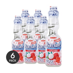 Ramune Premium Carbonated Soft Drink Lychee Flavor, 6.76fl oz  *6【6 Packs】