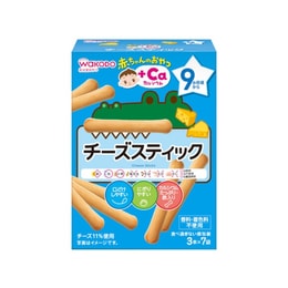 【日本直邮】WAKODO和光堂 宝宝高钙磨牙手指饼干 乳酪烤芝士饼干棒 9个月+ 3本*7袋入
