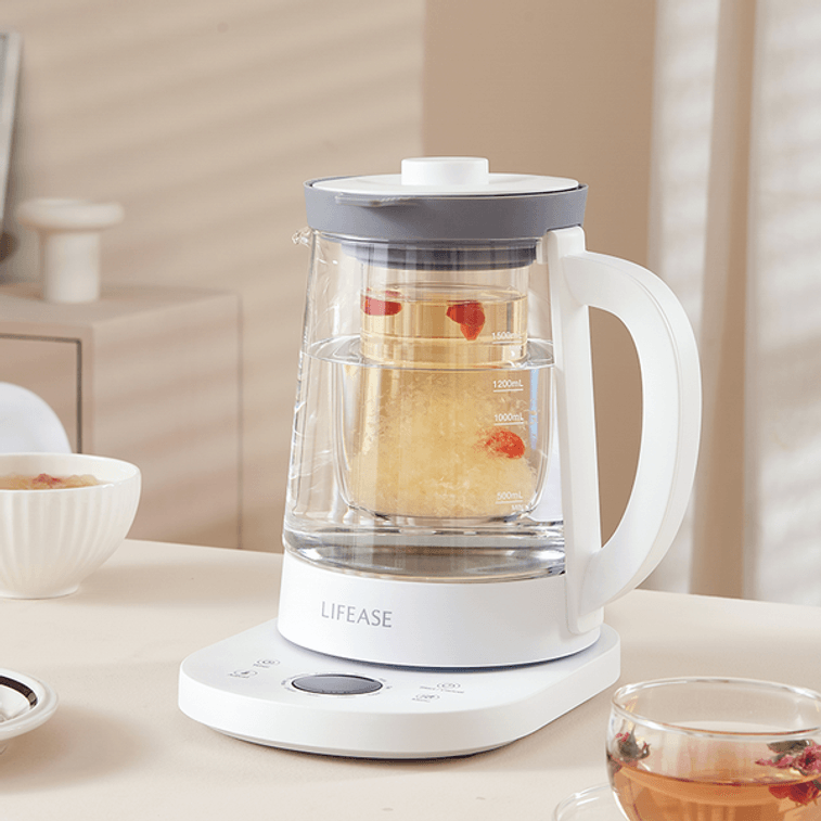 【美仓发货 5-7日达】网易严选 美颜健康喝出来 炖煮双胆多功能养生壶 1.5L 白色 含茶蓝+炖盅 6