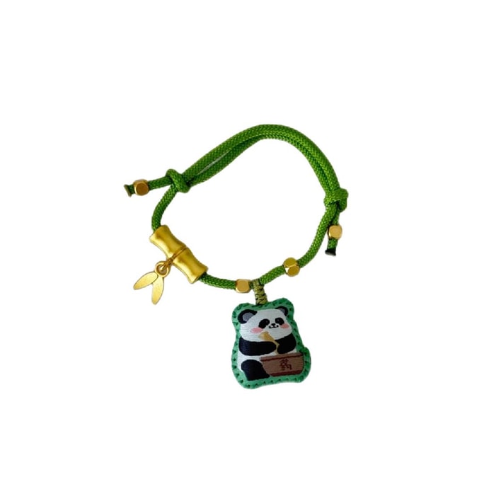 【Herb Scented Bracelet - Cute Panda】Adjustable Green Rope Stylish and Easy to Wear Fragrance 1PC