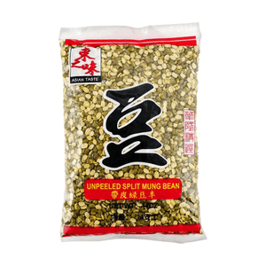  Unpeeled Split Mung Bean , 14 oz 【For Cooking Porridge, Mung Bean Paste, Mung Bean Filling】