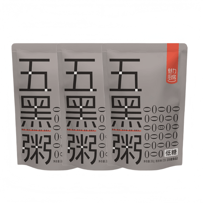 Charming Kitchen Five-Black Porridge Instant Ready-to-Eat Porridge, No Cooking Needed, 300g*3 Bags