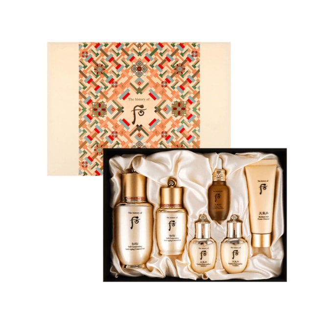 【香港直邮】 韩国 THE HISTORY OF WHOO 后 秘贴焕能修护精华礼盒6件套 天气丹水乳安瓶洁面 抗皱修复 紧致焕亮