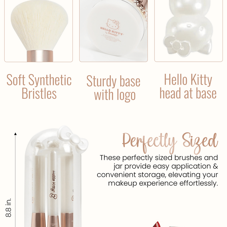 アメリカンインプレッション ドレッシングテーブル ハローキティ かわいいアイコン 6ピース ソフトブリッスル メイクブラシセット (ホワイト) 6