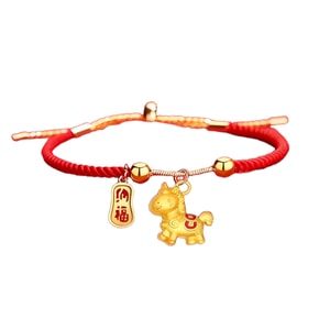 [중국 직송] HSPM 말띠 붉은 끈 팔찌, 새로운 스타일, 새해 축복을 위한 조절 가능한 팔찌, 새해 선물, 행운의 부적, 끈으로 묶는 붉은 끈(1개), 밝은 빨간색