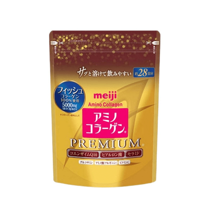【日本直郵】MEJI明治 加入Q10膠原蛋白粉 改善膚質 金裝版袋裝 196g 28日量