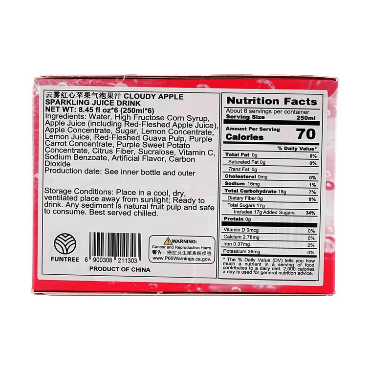 Cloud Mist Red-Fleshed Apple Sparkling Fruit Juice Drink,8.45 fl oz* 6 pack 10