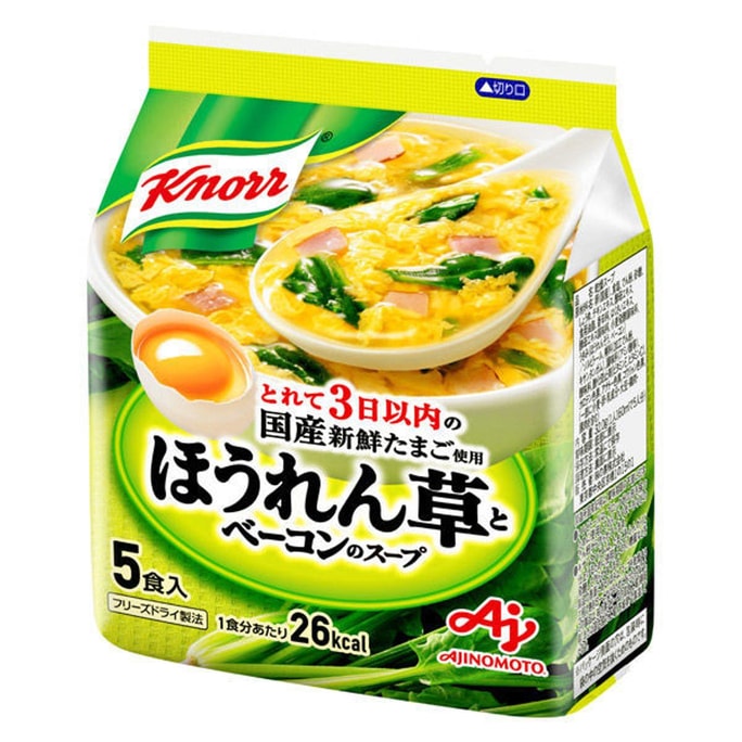 AJINOMOTO 味之素 KNORR 低卡低热量速溶菠菜培根蛋花汤 5包入