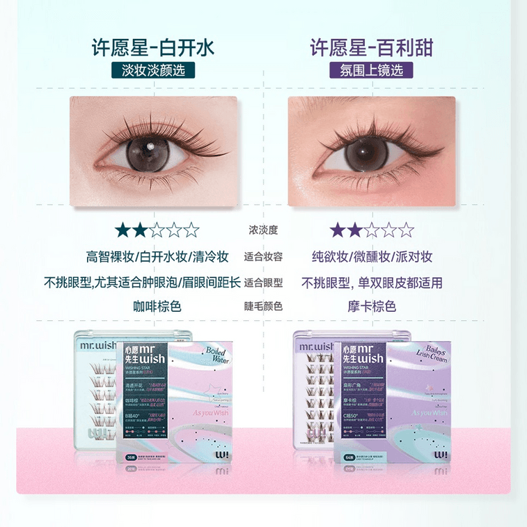 Clear Blooming, Wishing Star Series 3D Eyelash, 36 clusters, #Plain Water Glue-Free - Custom Roast Coffee Brown 5