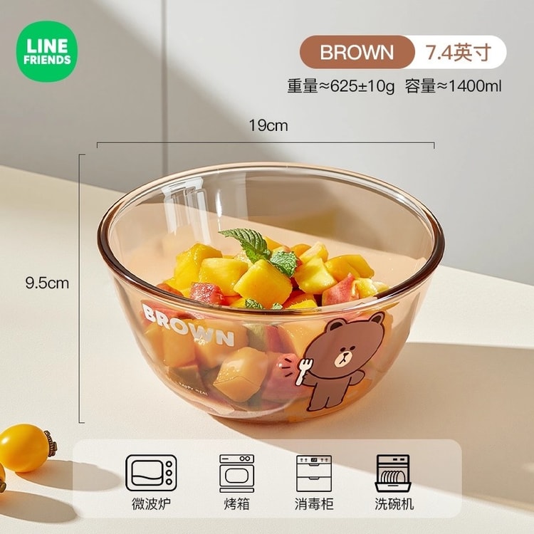 LINE FRIENDS ガラスヌードルボウル（7.4インチ） - 耐熱性、フルーツ