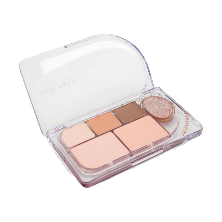 JUDYDOLL橘朵 水靈六色眼影盤 精巧六色眼影盤 珠光提亮閃片+霧面 腮紅高光臥蠶氛圍綜合盤 8g #03 光透蜜瓜盤 大地蜜瓜橘 顯色顯氣質 6