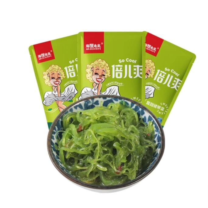 【中國直郵】 海狸先生 海藻沙拉 即食裙帶菜絲 酸甜味 0脂肪 100g×3袋