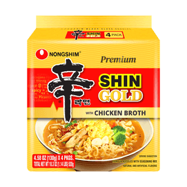Premium Shin Gold Ramyun , Chicken Broth Flavor Ramen Noodles 4 Pack 18.32 oz