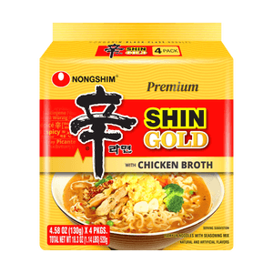 Premium Shin Gold Ramyun , Chicken Broth Flavor Ramen Noodles 4 Pack 18.3 oz