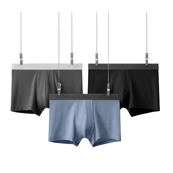 Men's underwear 301P Breathable antibacterial men's boxers 3 pieces black + magnet black + wash stone blue XL size