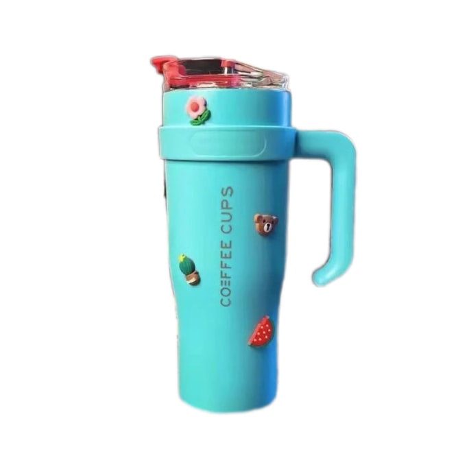 China 40 OZ Thermos Cup Insulated Travel Coffee Cup With Straw and Handle  # Blue 1 Cup