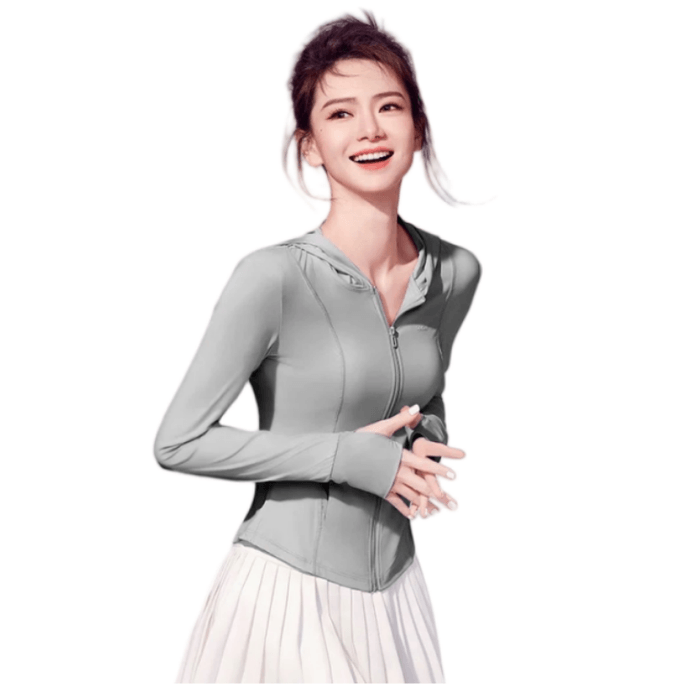 Ice Skin Sunscreen Clothes Slimming Waist Hooded Style Gray S Code [Chiwei Same Style]