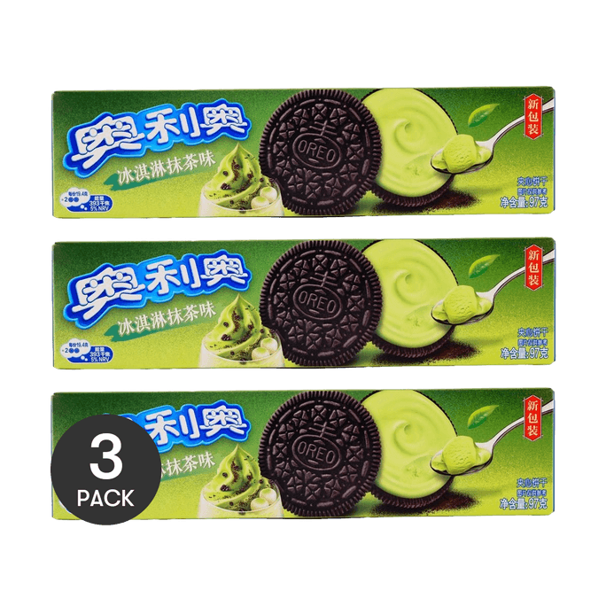 Sandwich Cookies Ice Cream Matcha Flavored,3.42 oz *3【3 Packs】