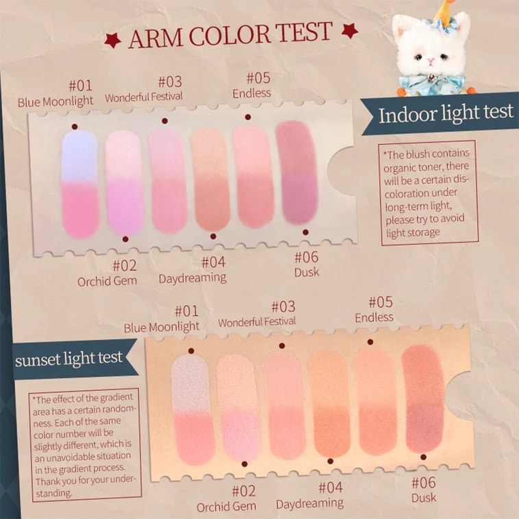 FLOWER KNOWS花知晓 马戏团渐变双色腮红 #01蓝色月光 牛奶蓝+蜜桃粉 提亮腮蓝膨胀色【小红书顶流】 7