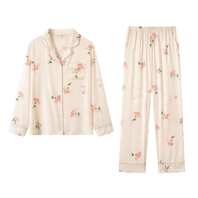 Chinese  missponyo sil fabrics flower print soft pajama set size M