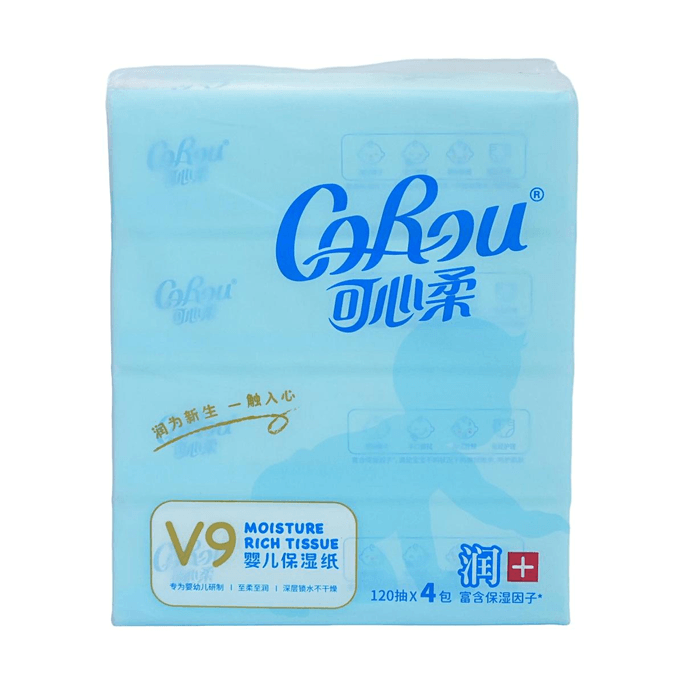 可心柔COROU 嬰兒保濕紙 120抽x4包 【專為嬰幼兒研製】【至柔至潤】【深層鎖水】