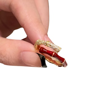 【中國直郵】 HSPM 新款輕奢小眾高級感復古顯白疊戴指環 雙色竹節 F