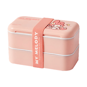 Kawashimaya Melody Double-Layer Lunch Box, Portable Food Container, 18.8*10*11cm【Sanrio Co-Branded】