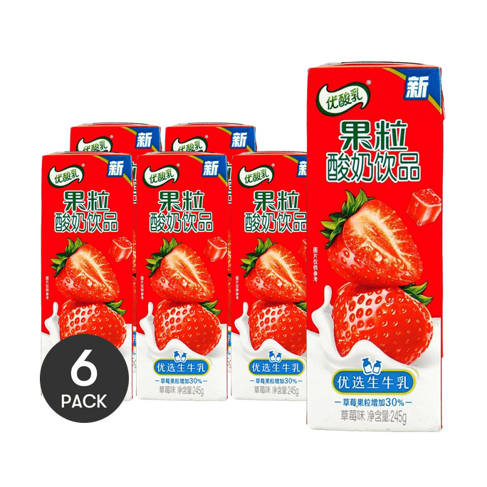 伊利 果粒優格 優酸乳 草莓口味 245g *6【6份超值裝】