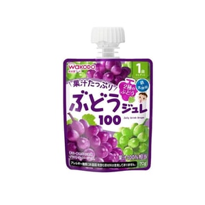 【日本直郵】WAKODO與光堂 1歲+寶寶水果果汁果凍泥吸吸樂 葡萄口味 70g