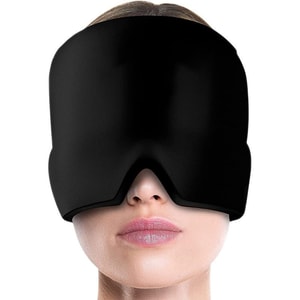 Hot And Cold 2in1 Head Cover Gel Cold Compress Eye Cover Cold Compress Head Cover Soothing Mask - Black 1Pc