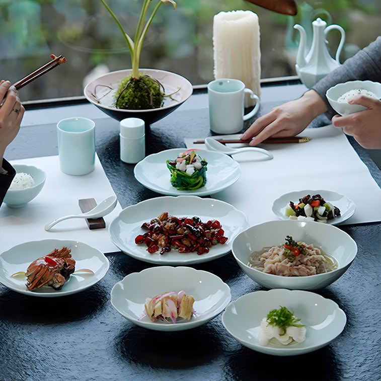 Jingdezhen Ceramic Dinnerware Peonies Bloom Set 4.5" Rice Bowl*4+8"Plate*2+8"Deep Plate*2 5