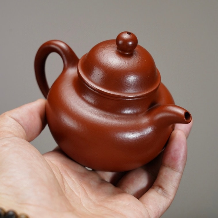 小师姐评茶 【美国现货秒发】掇球宜兴紫砂壶 许雪强手工制粗砂皱皮朱泥 经典器型气韵贯通 越用越润提升茶香 功夫茶资深玩家品鉴 居家办公典藏佳品 150ml 6