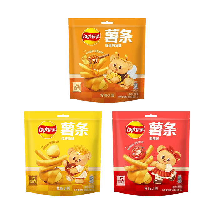 Potato Sticks,Honey Butter+Tomato+Original Flavor, 3.17 oz*3【3 Combo Packs】【Butter Bear Collaboration】