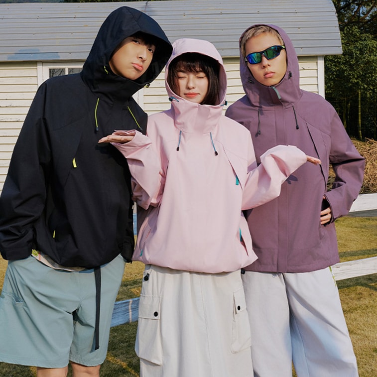 【中國直郵】 HSPM 健行登山連帽外套外套 保暖防風戶外外套男女款 黑色 XXL 1件 4