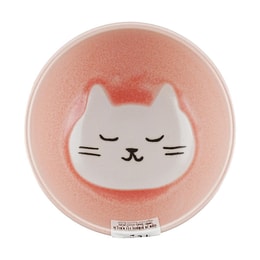 Light Weight Ceramic Rice Bowl Pink Cat 3.94"