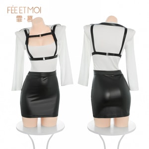 [중국 직송] 페이무 시크릿 섹시 OL 스타일 비서 붕대 세트 유니폼 매혹적인 가죽 힙 스커트 섹시 란제리 (1피스 세트)