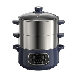 【アメリカから発送】ベア ステンレス製電気蒸し器 三層蒸し スマートタイミングスチーム 大容量調理鍋 24cm 110V