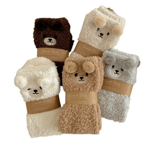 Cute Cartoon Coral Fleece Socks for Women - Winter Fleece-Lined Thickened Warm Home Floor Sleep Socks (Random Color) 3-Pair Set