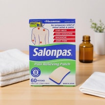 Salonpas 통증 완화 패치 - 허리, 목, 어깨, 무릎 통증 및 근육통 완화 - 8시간 지속 효과 - 60개입