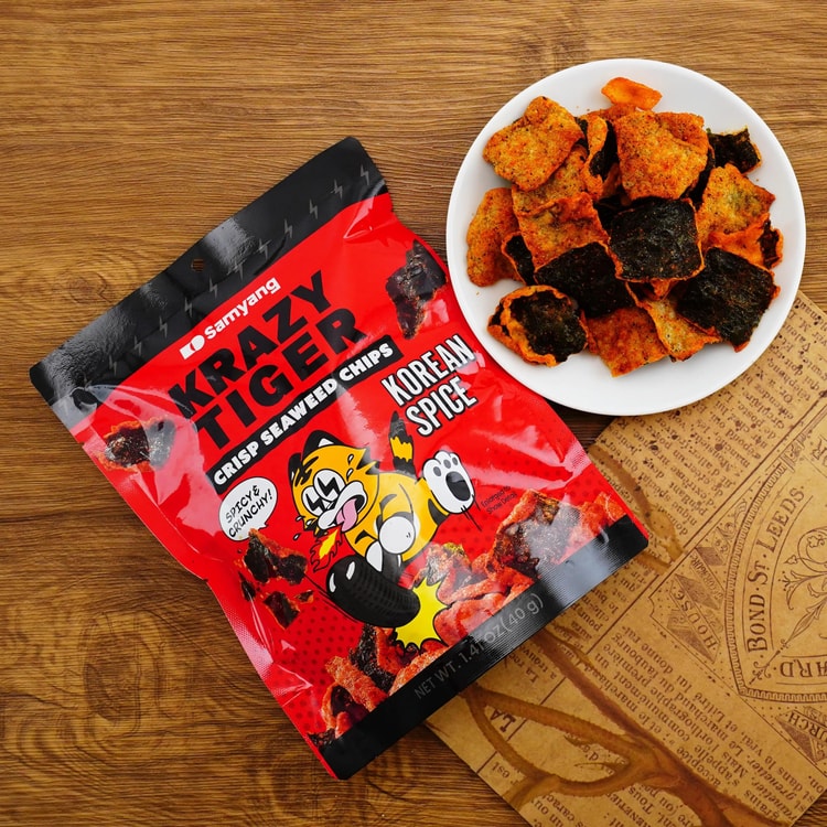 SAMYANG Krazy Tiger Crisp Seaweed Chips, Korean Spice Flavor,1.41