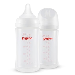 日本PIGEON貝親 奶瓶新生兒PP奶瓶寬口徑 嬰兒奶瓶自然實感仿母乳第3代 240ML配M奶嘴(3-6個月) 2隻裝